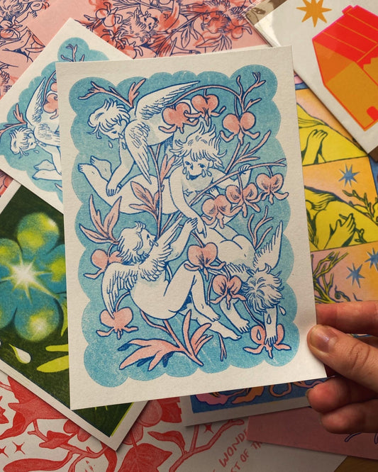 Tearful Cherub Riso Print