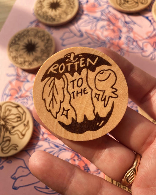 Rotten to the Core Apple Wood-Engraved Magnet