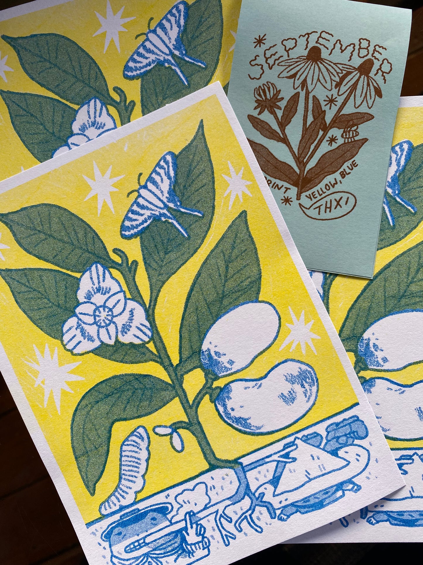 Paw Paw Postcard Risograph Print