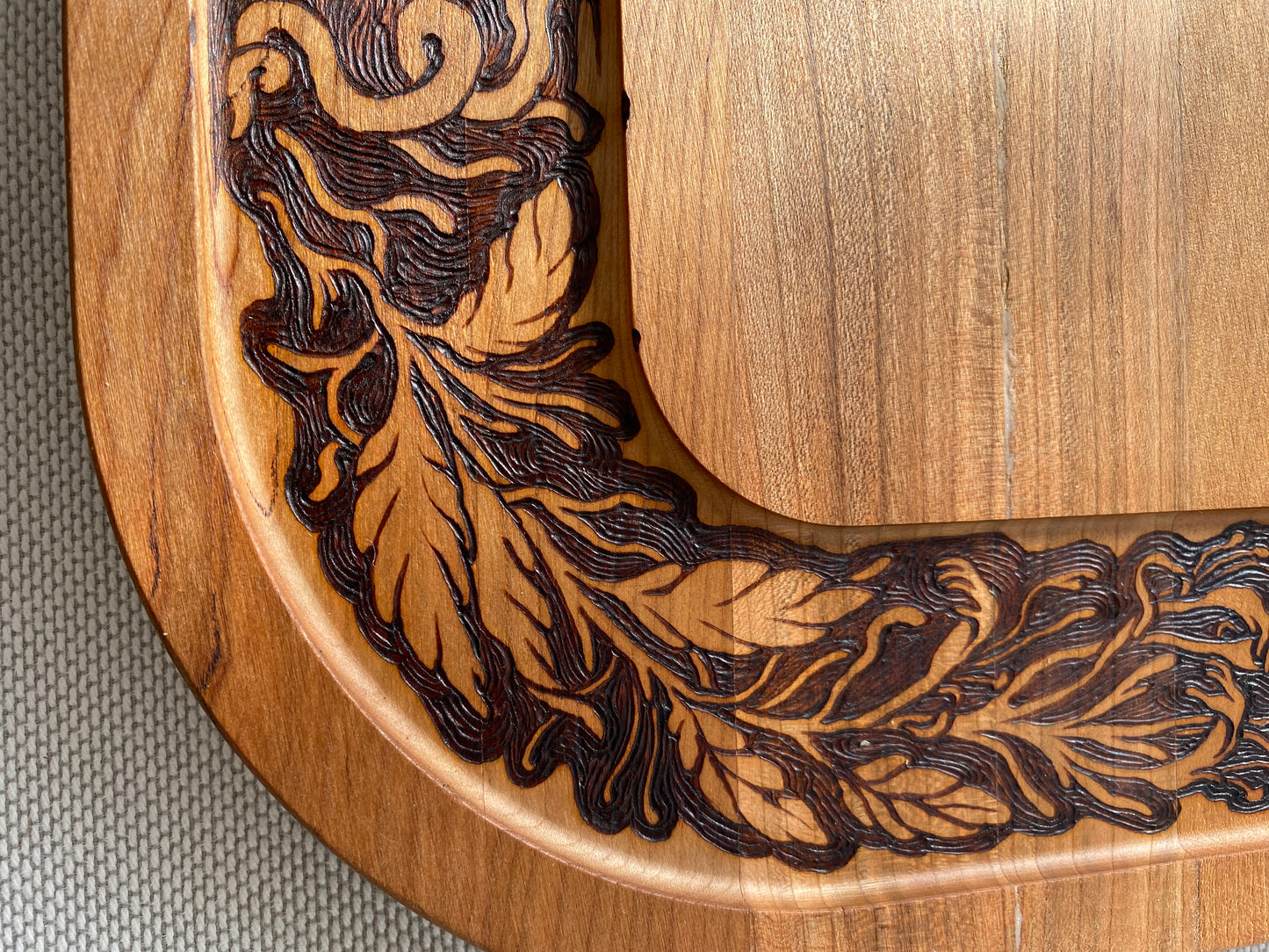 Cherry Wood Tray, a Wood-Burned Piece