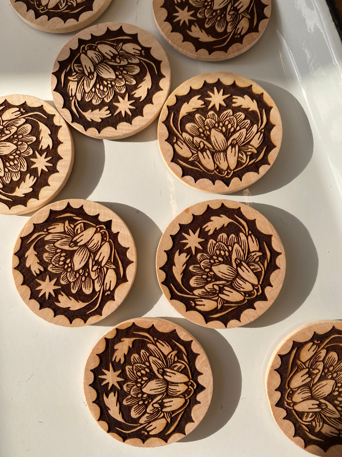 Flower Bud Wood Magnet