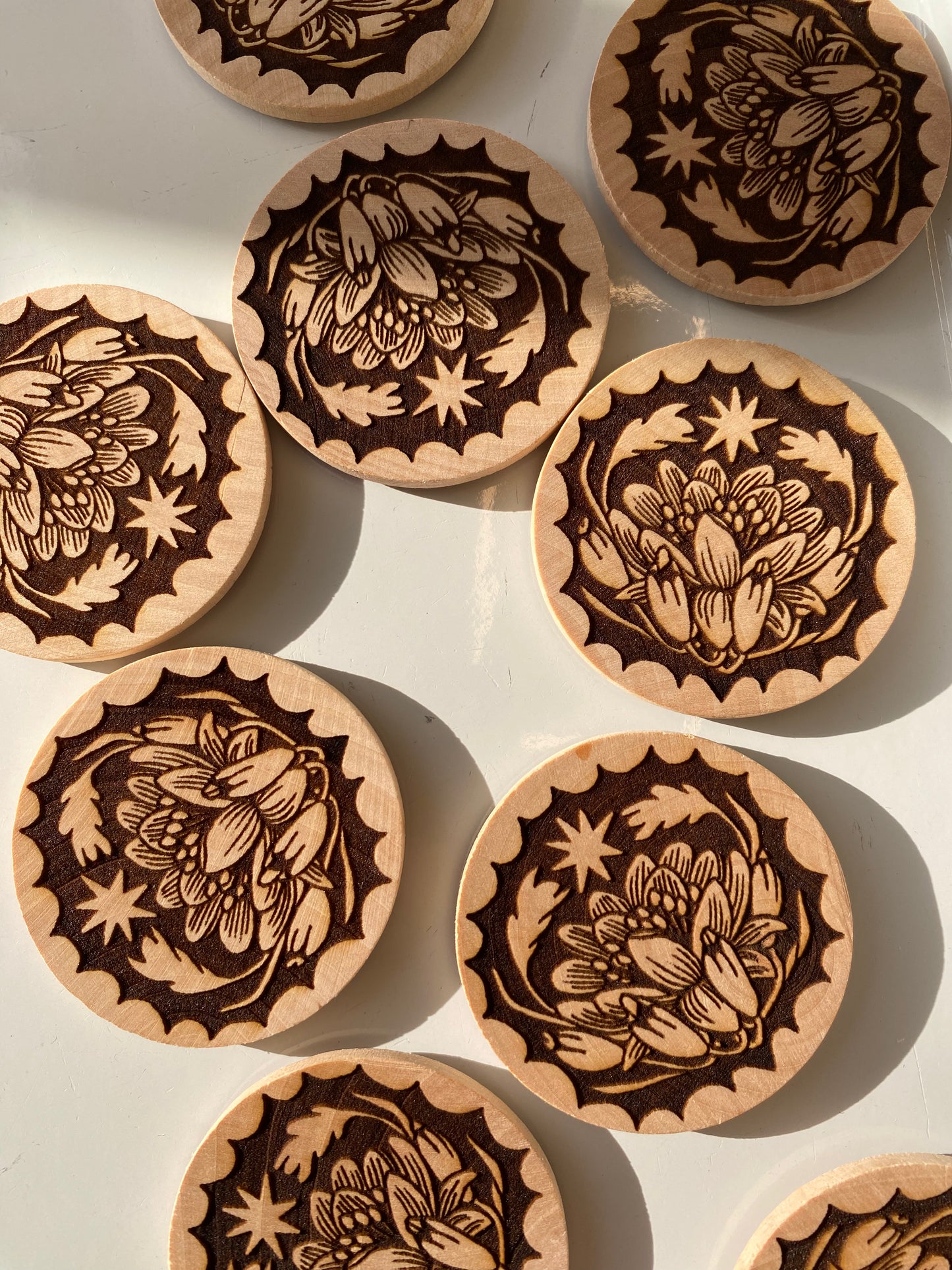 Flower Bud Wood Magnet