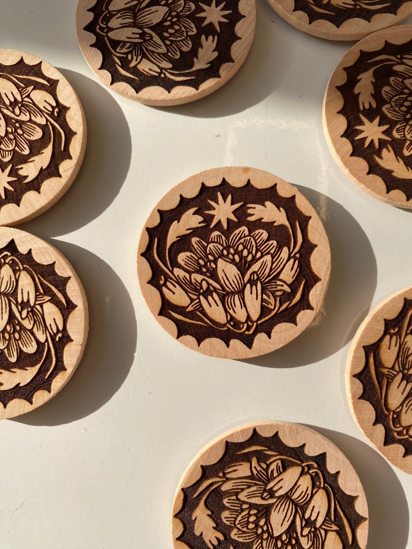 Flower Bud Wood Magnet