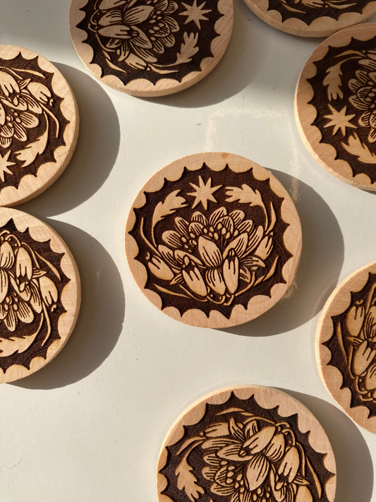 Flower Bud Wood Magnet