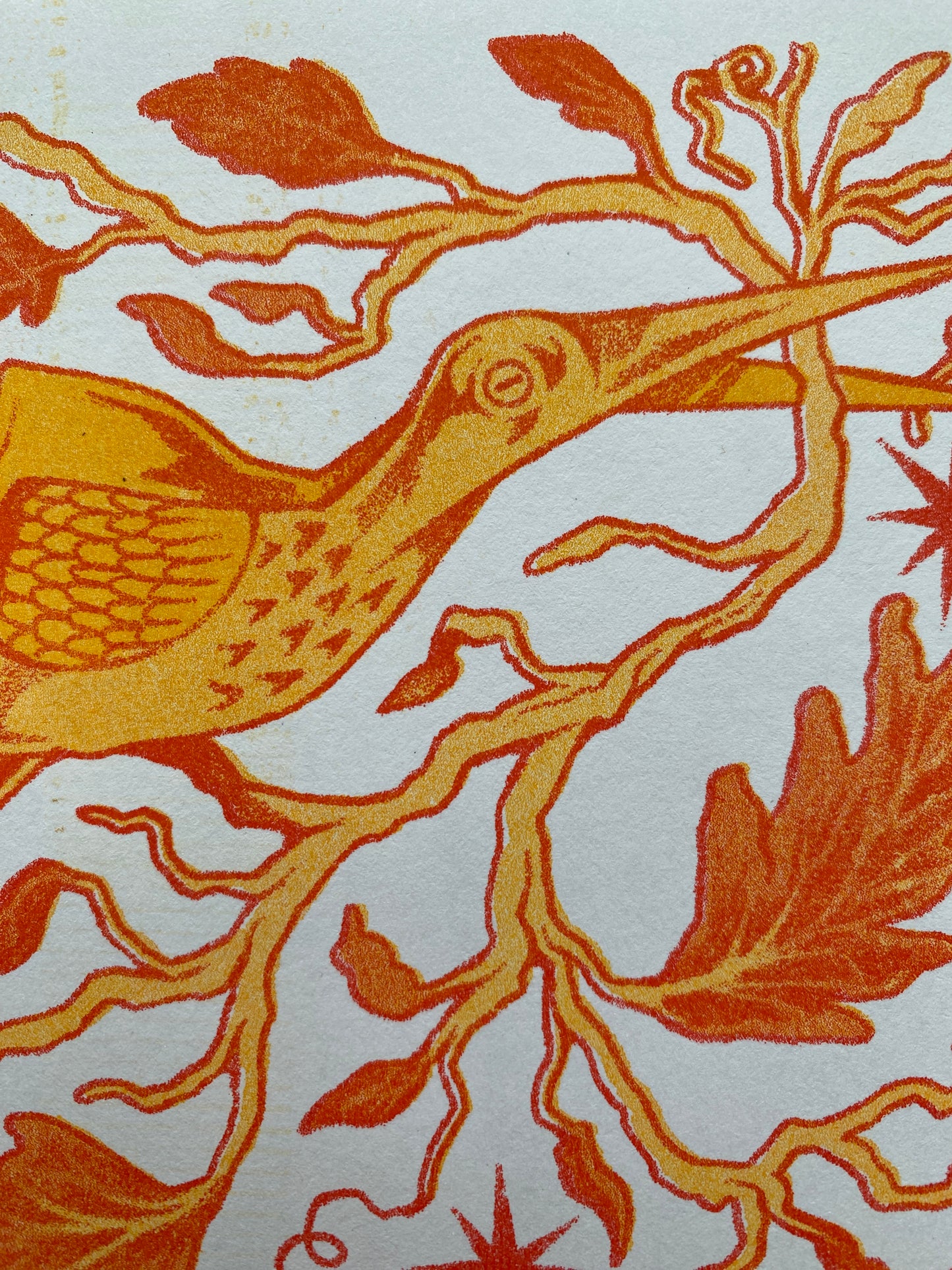 Stork Scissors Risograph Postcard Print