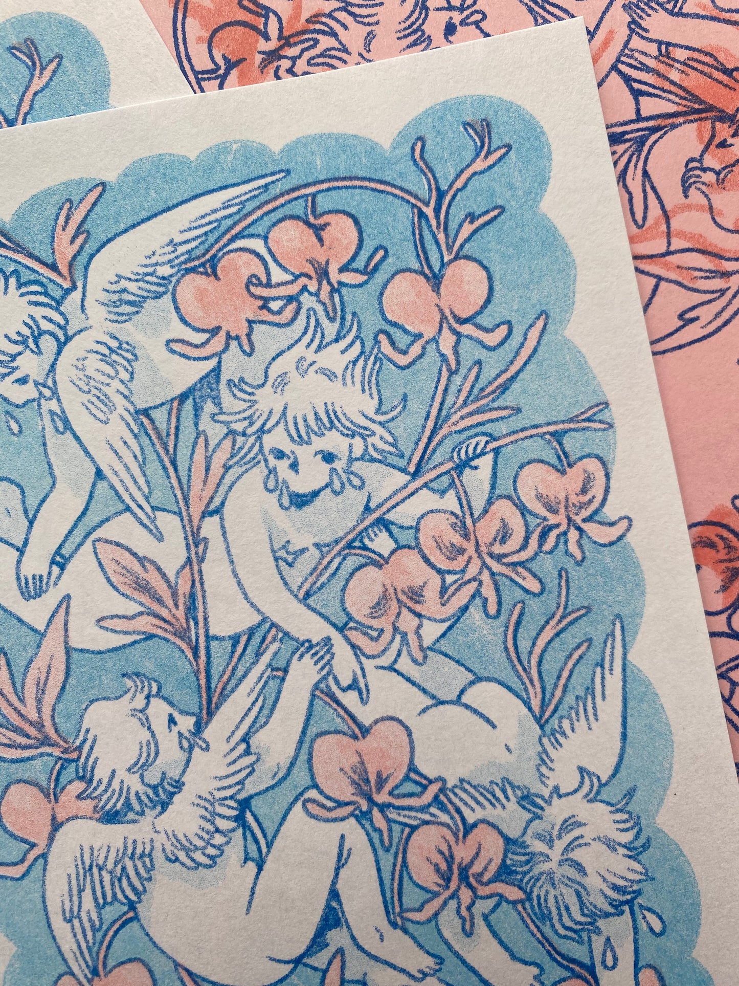 Tearful Cherub Riso Print