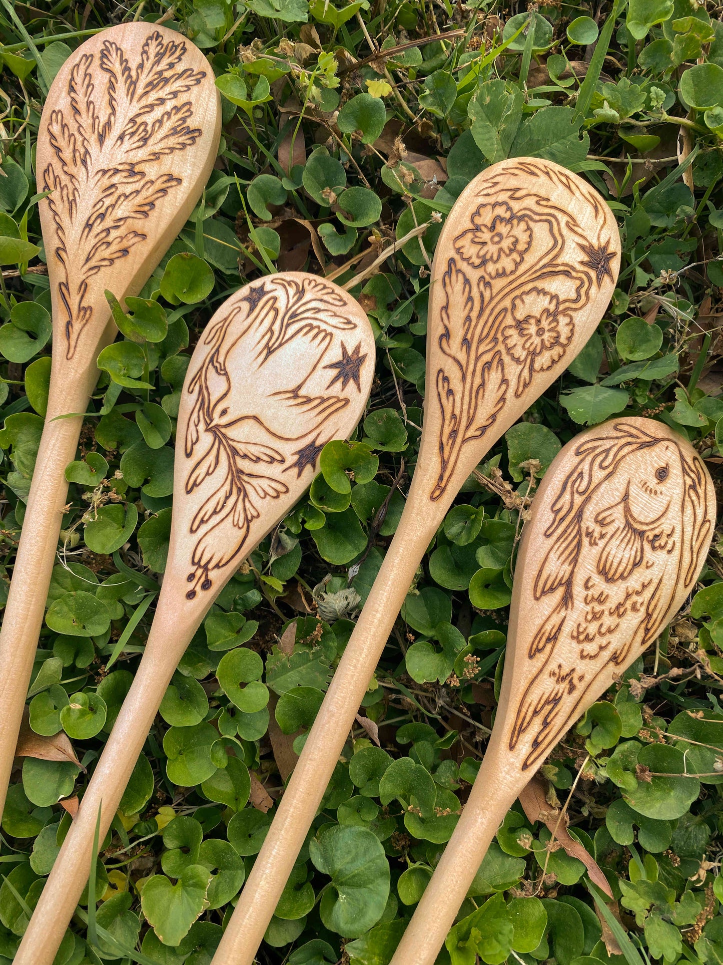 Wood-Burned Birch Spoons