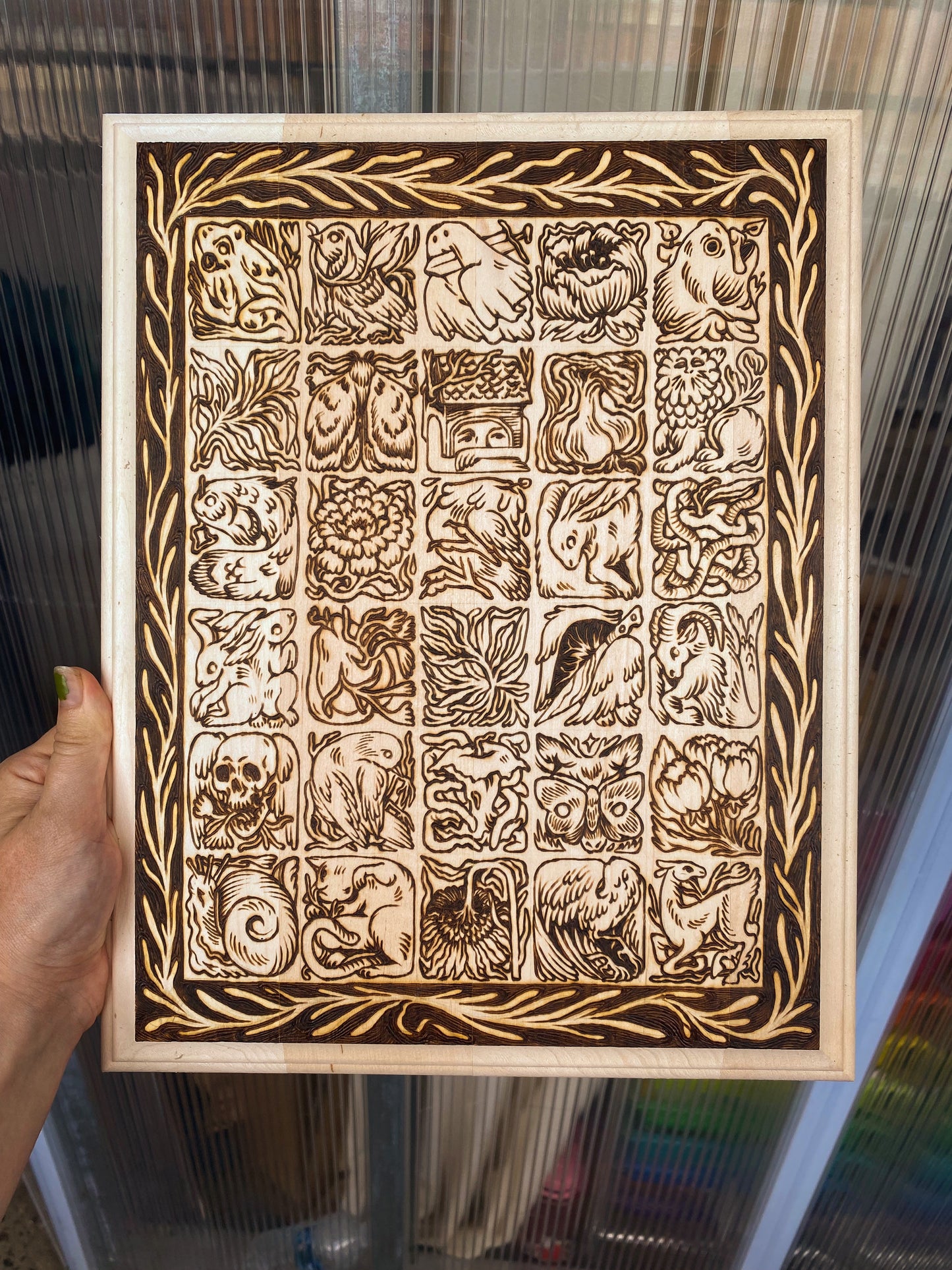 Inktober 2023 Wood Sampler, a Wood-Burned Piece