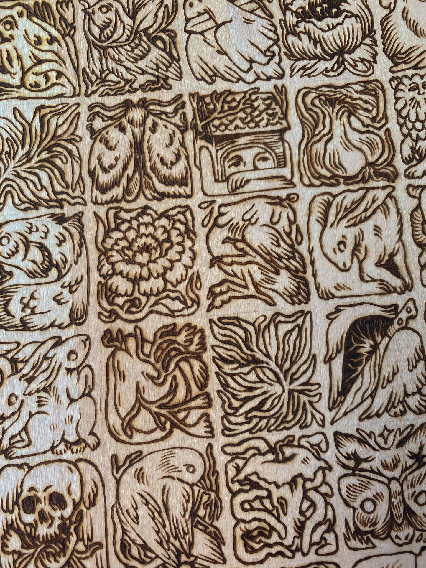 Inktober 2023 Wood Sampler, a Wood-Burned Piece