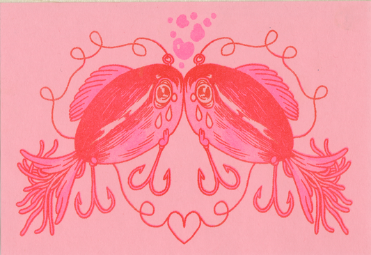 Fish Lure Love Postcard Risograph Print