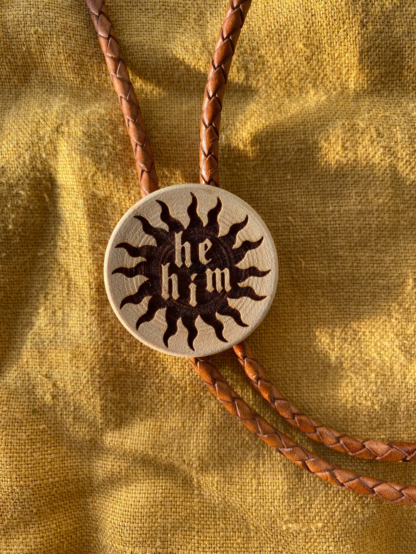 Wood Pronoun Bolo Tie