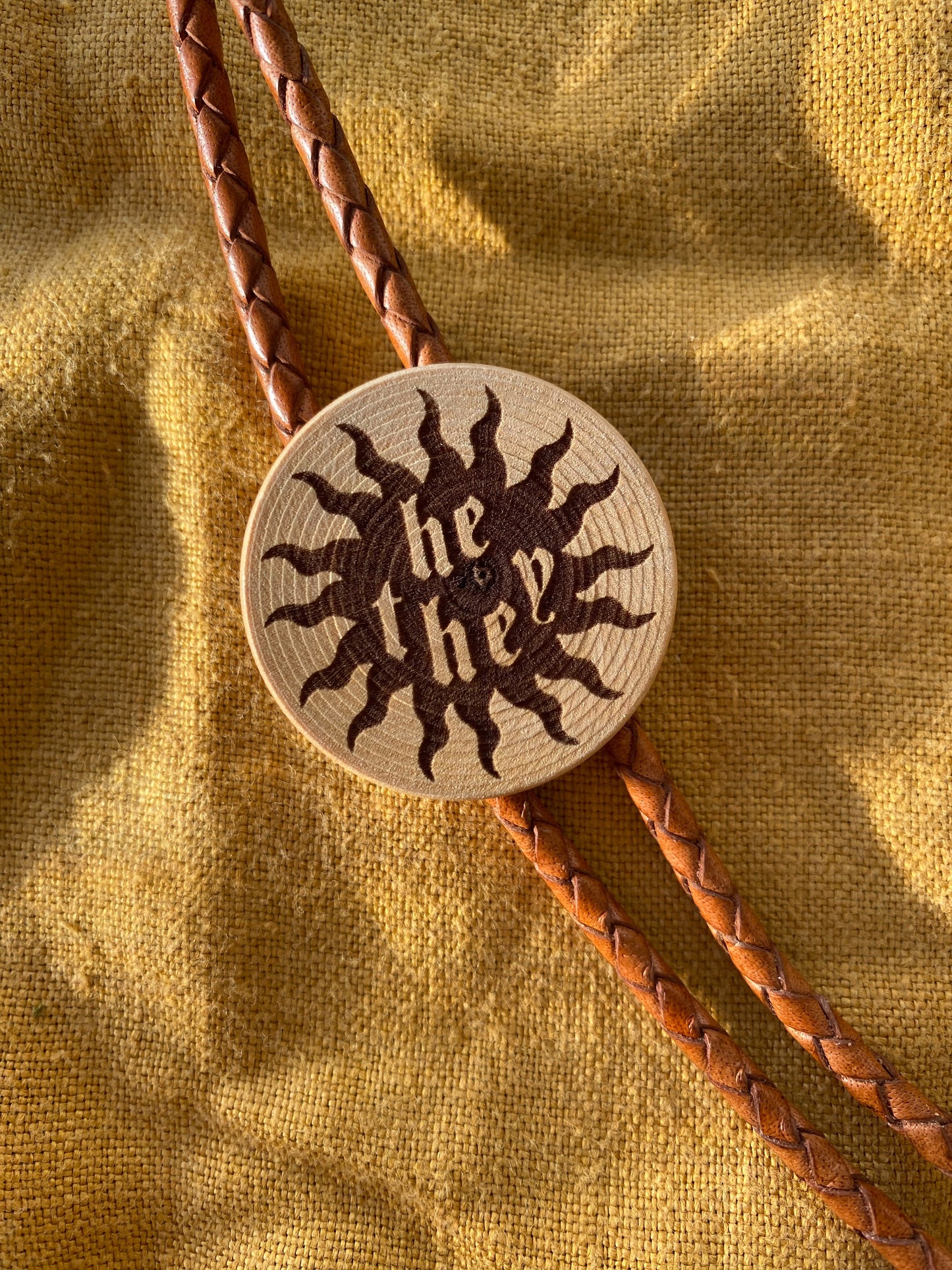 Wood Pronoun Bolo Tie