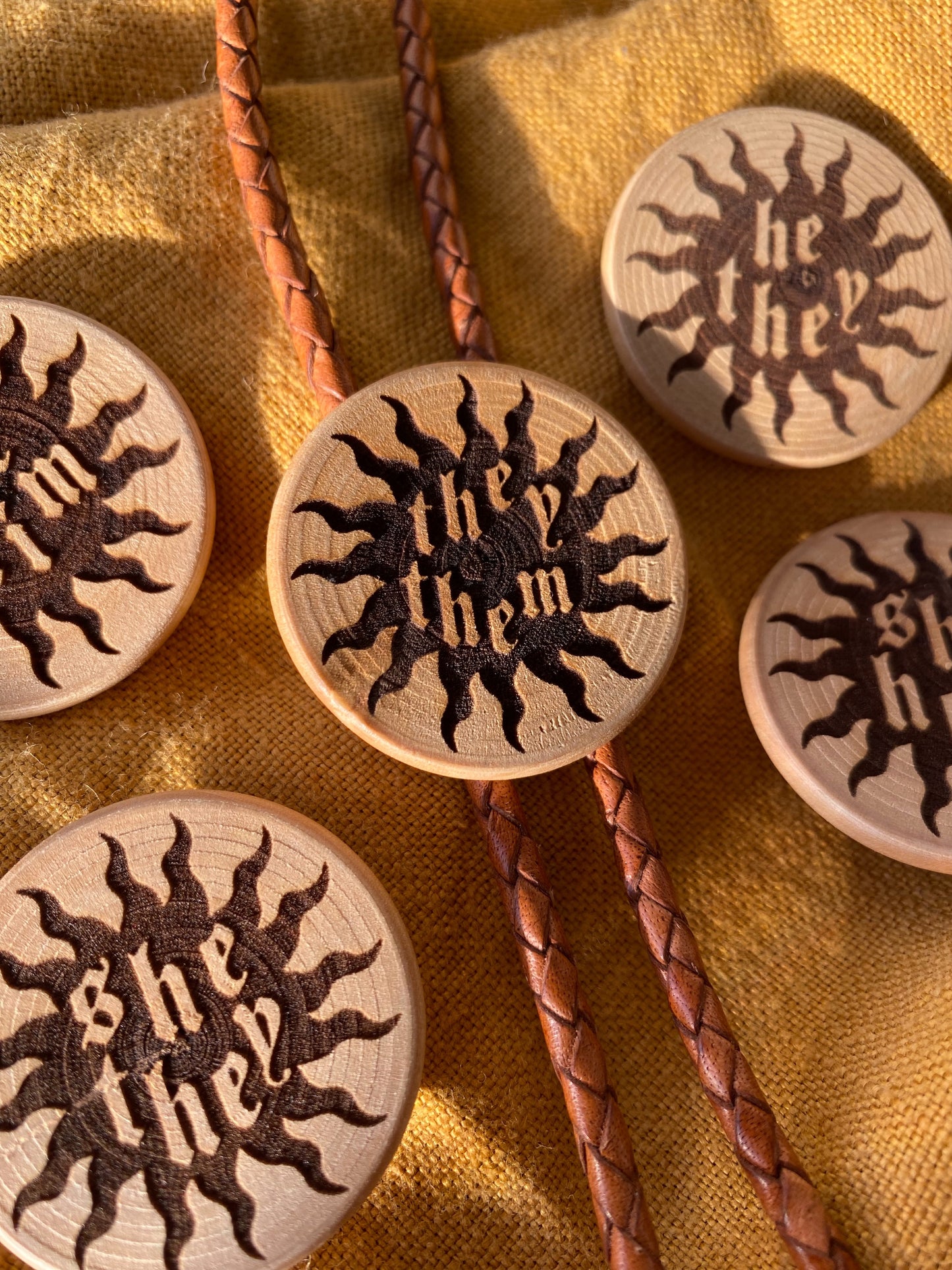 Wood Pronoun Bolo Tie