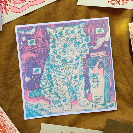 Do Not Be Afraid Riso Kitty Print