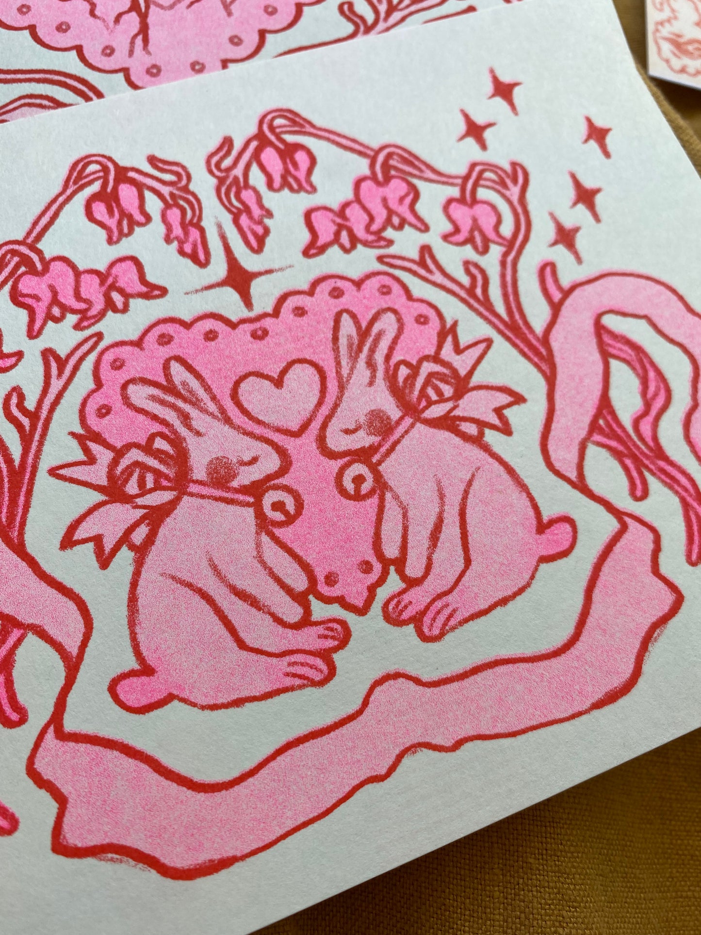 Bunny Love Riso Printed Valentine