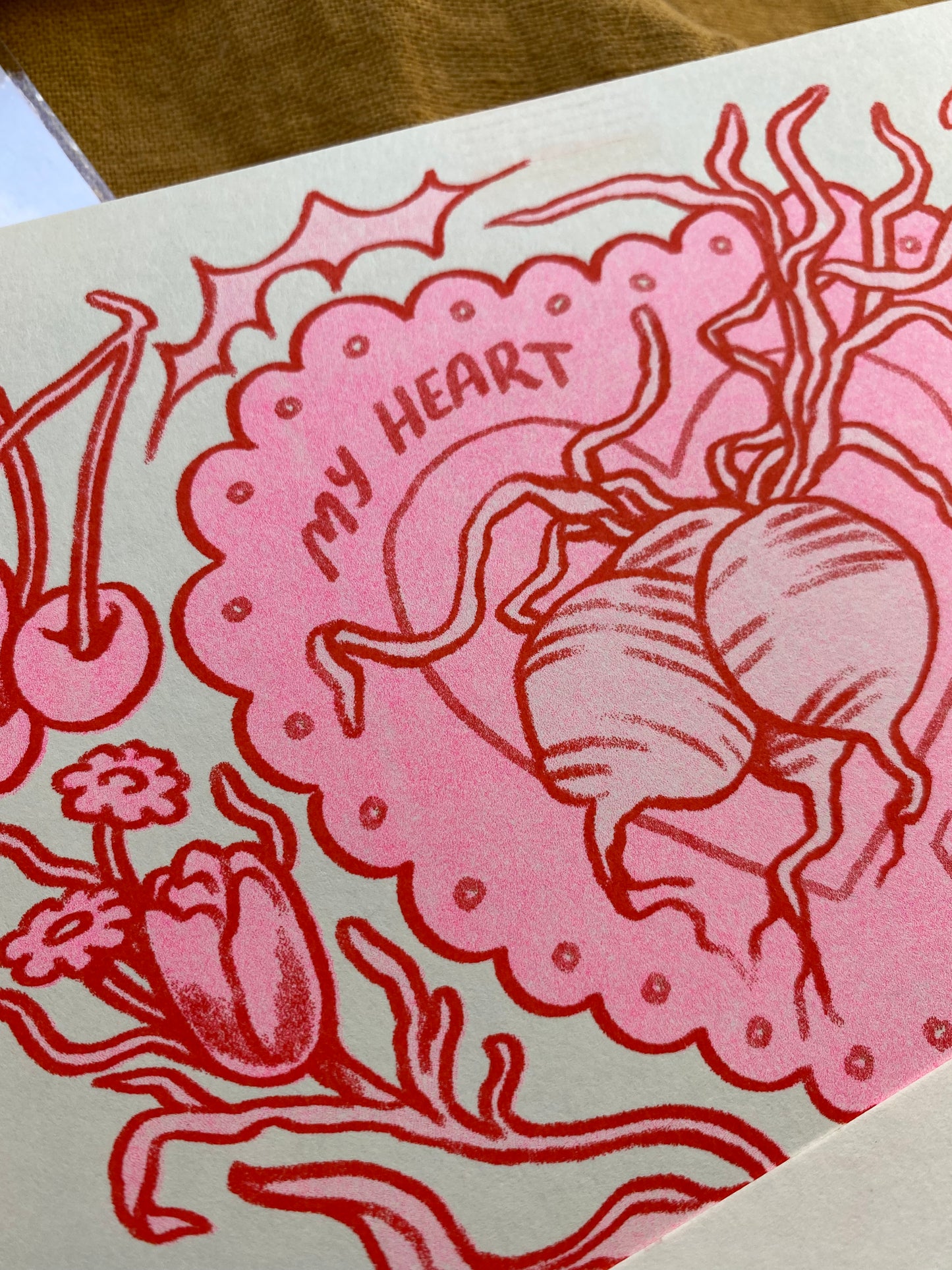 My Heart BEETS for you Riso-Printed Valentine