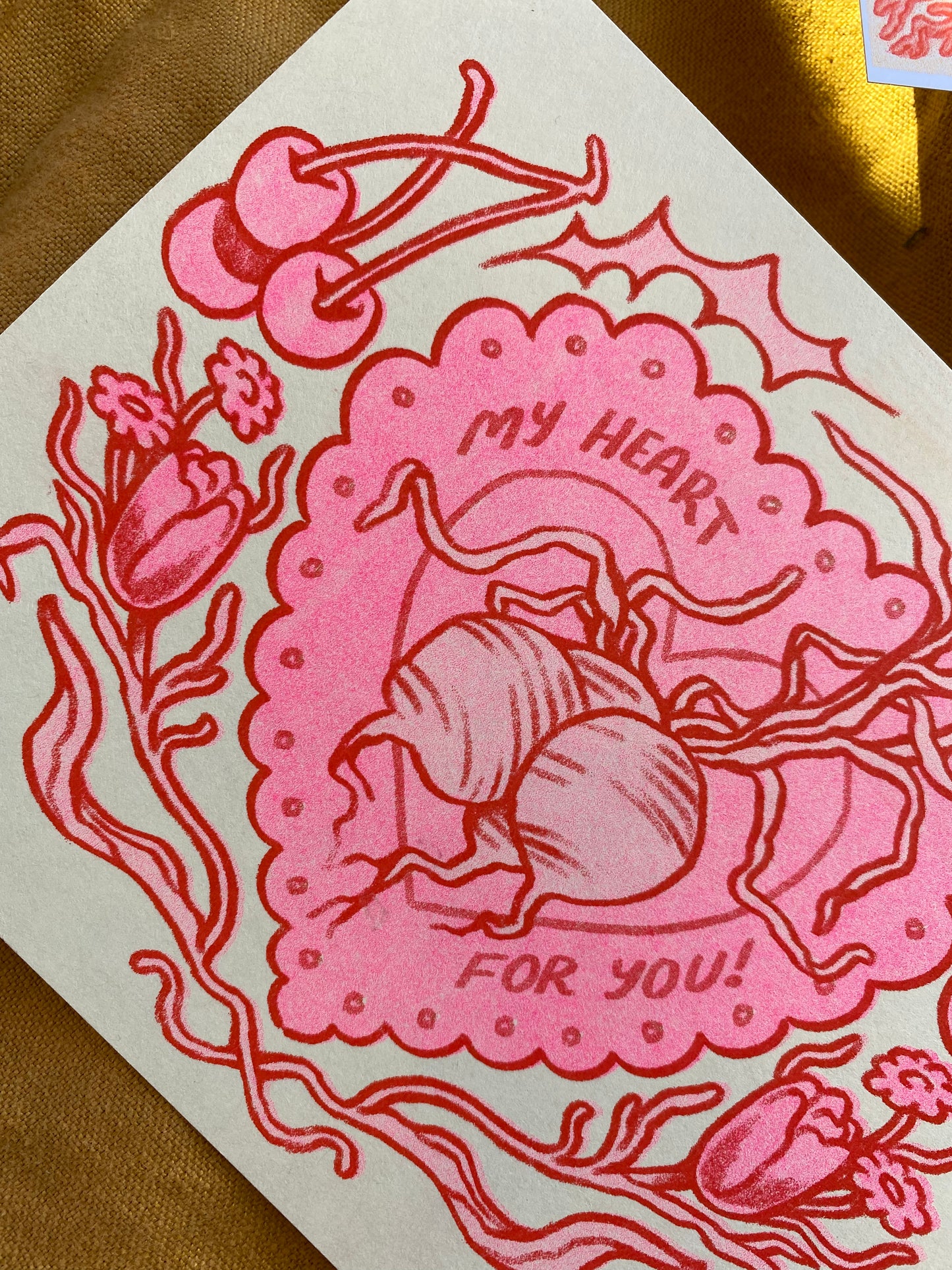 My Heart BEETS for you Riso-Printed Valentine