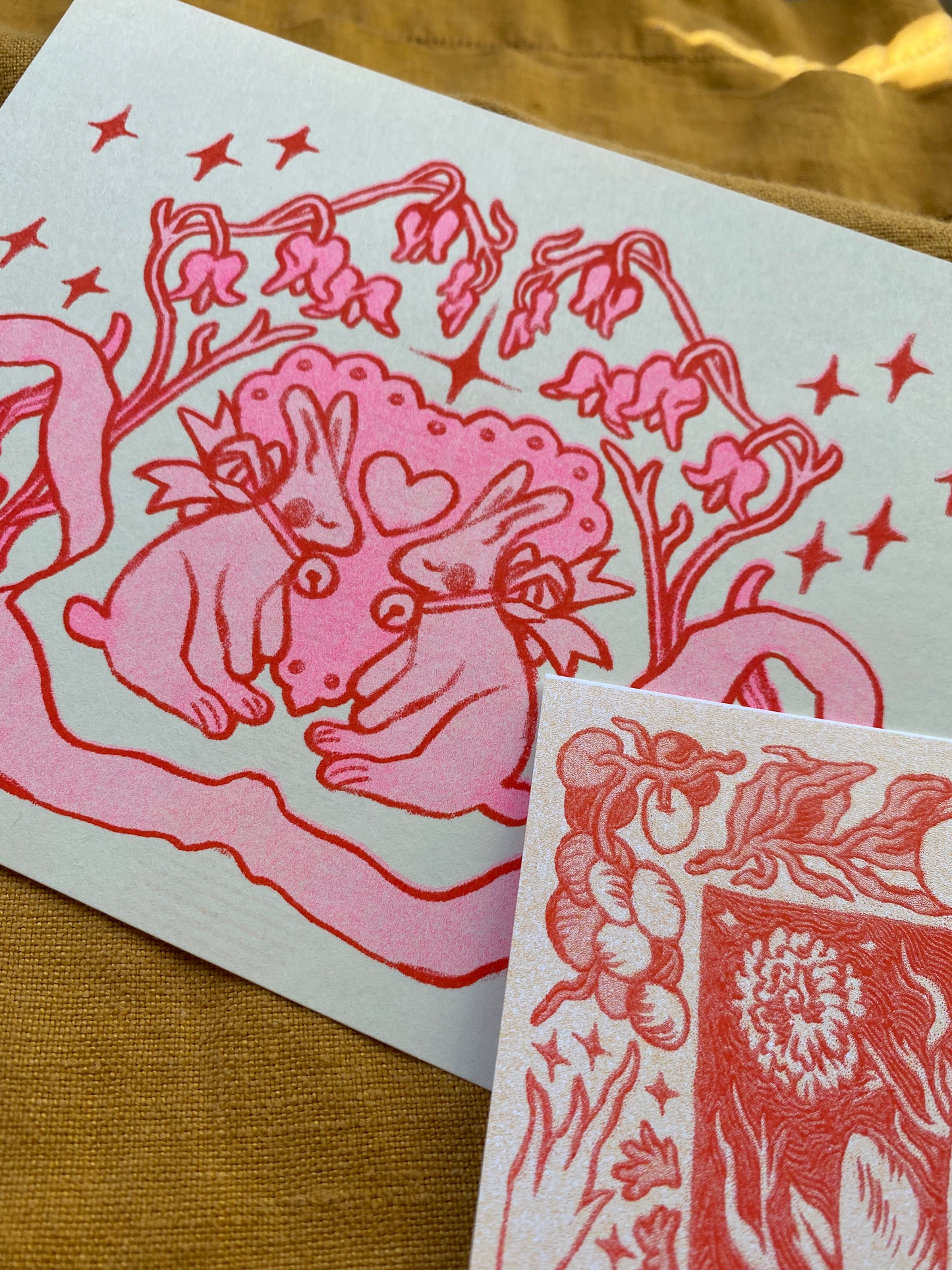Bunny Love Riso Printed Valentine