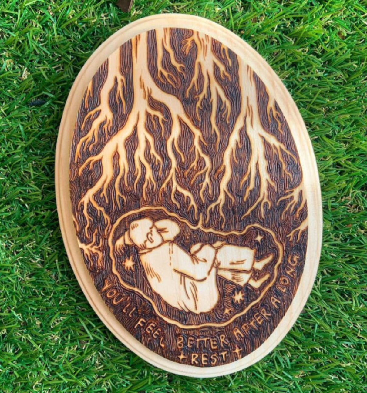 Wood-Burned Mystery Plaques