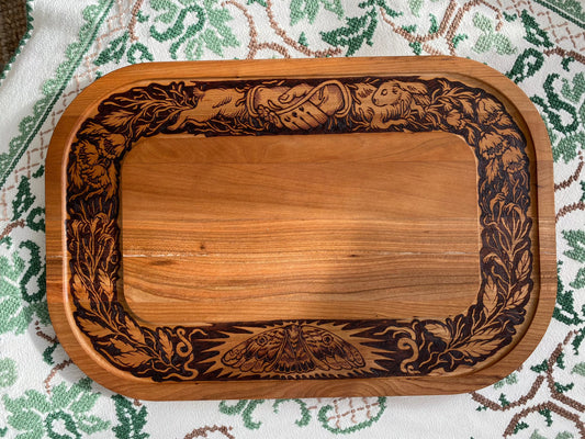 Cherry Wood Tray, a Wood-Burned Piece