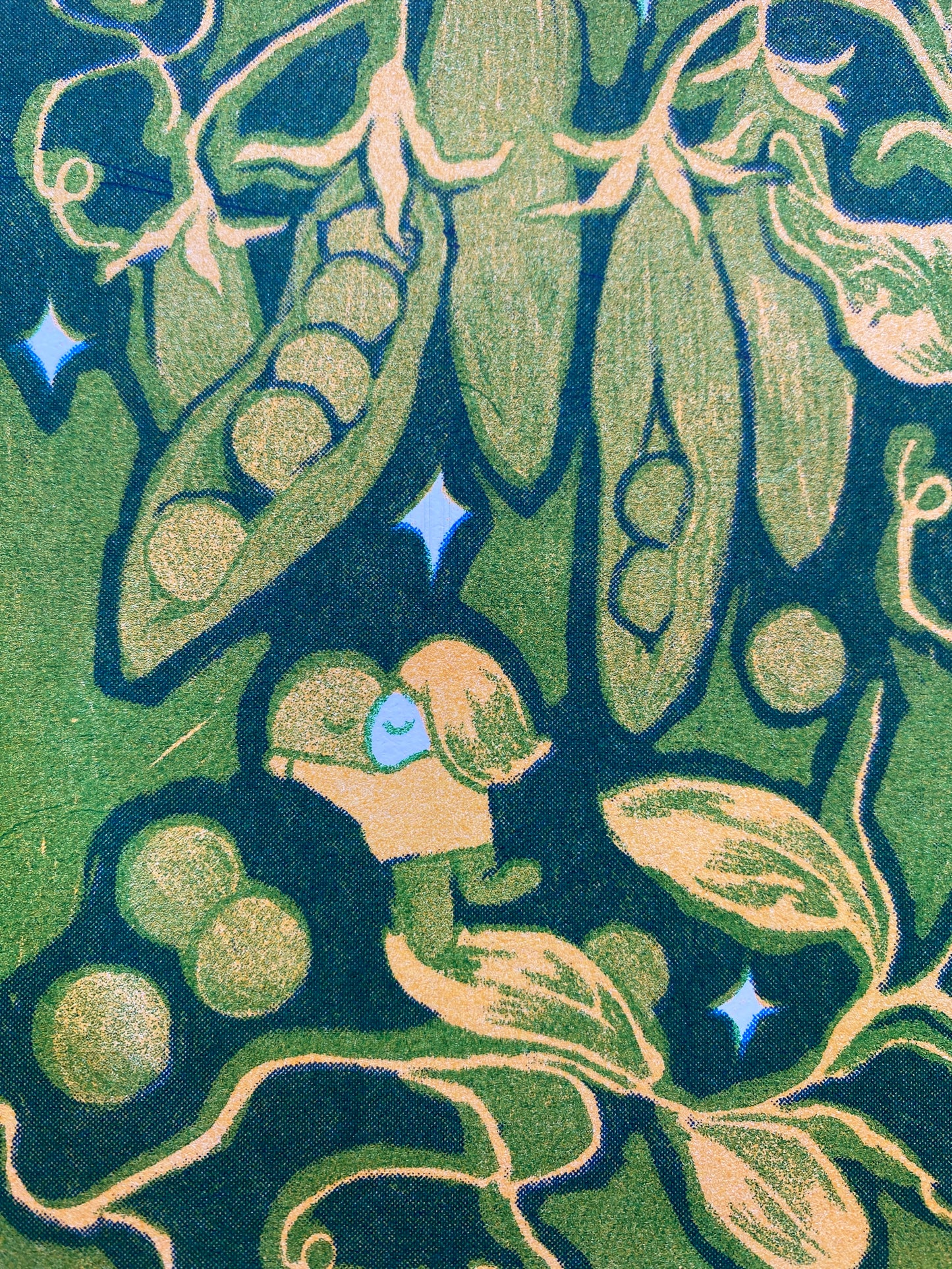 Two Peas in a Pod Risograph Postcard Print