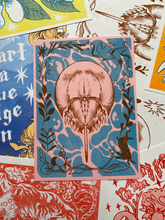 Horseshoe Crab Risograph Postcard Print