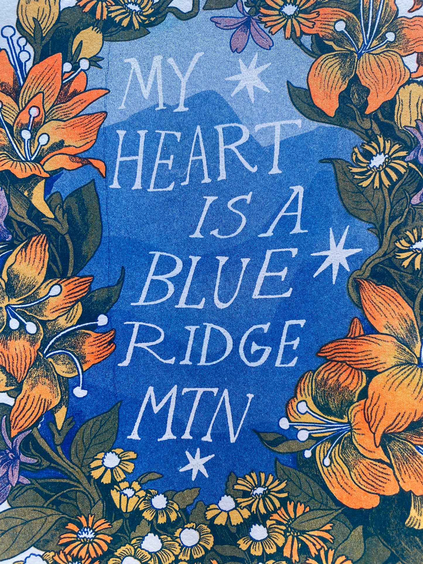 My Heart is a Blue Ridge Mountain Risograph Print