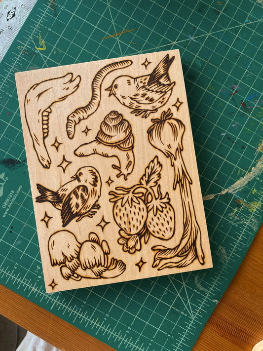 Wood-Burned Piece: Sticker Sheet Master Plaque