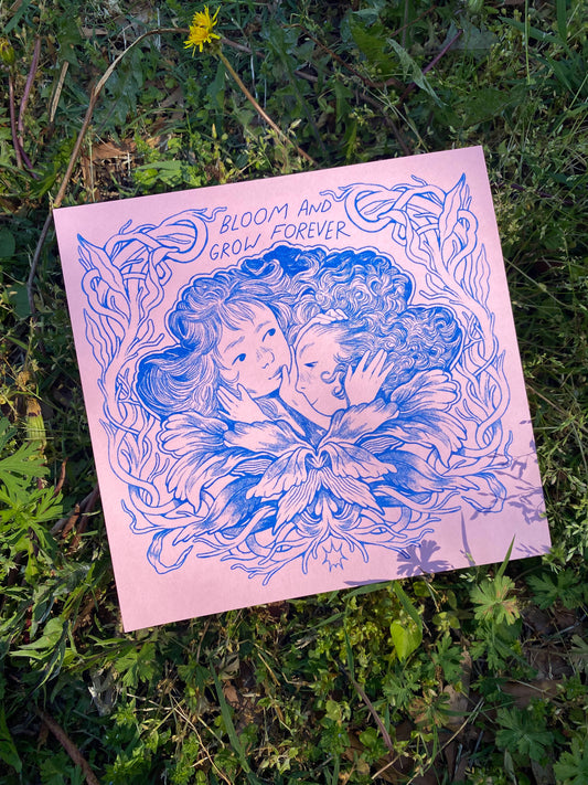 Bloom and Grow Risograph Print