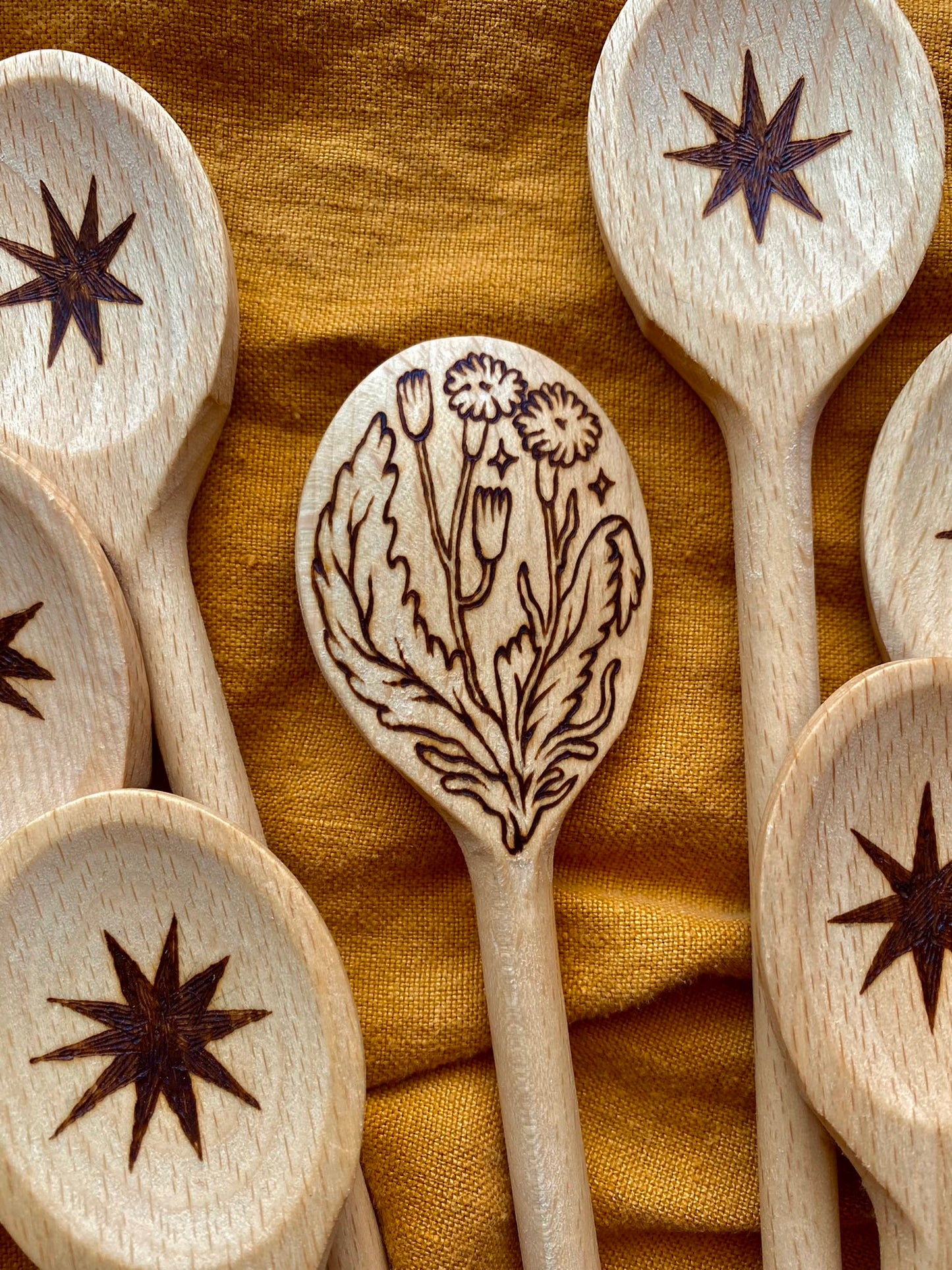 Wood-Burned Birch Spoons