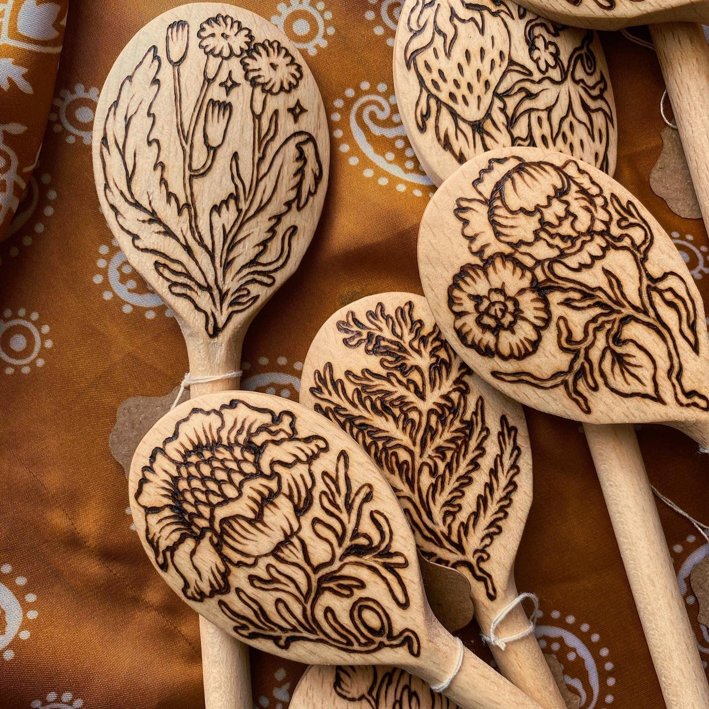 Wood-Burned Birch Spoons