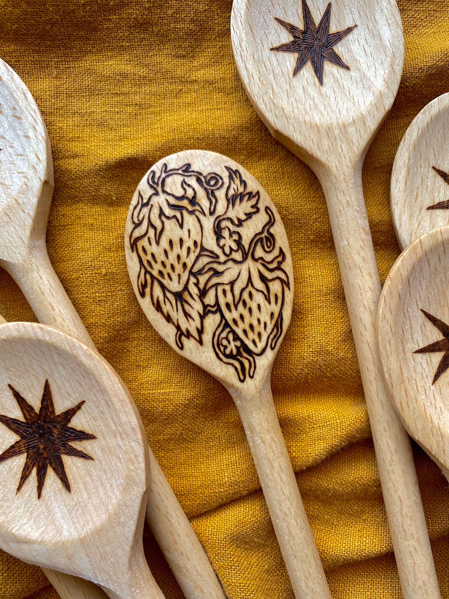 Wood-Burned Birch Spoons