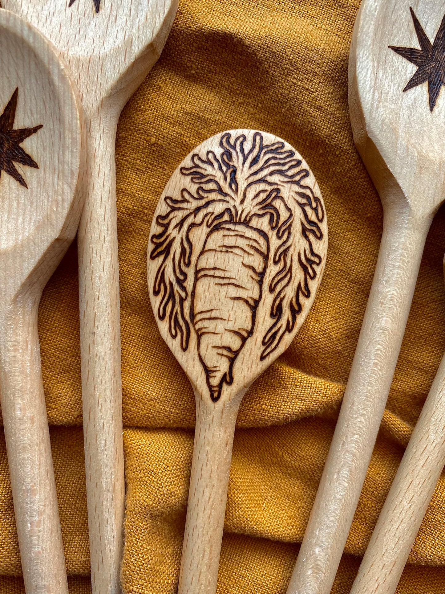 Wood-Burned Birch Spoons