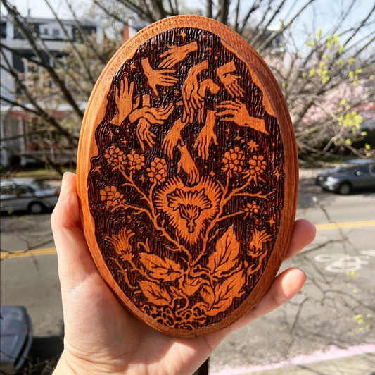 Wood-Burned Mystery Plaques